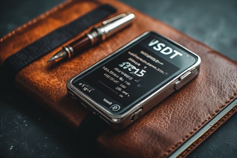 안전한 자산 관리를 상징하는 하드웨어 지갑과 고급 필기구가 놓인 이미지