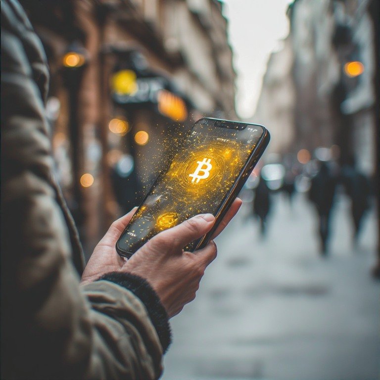 현금 없이 스마트폰으로 안전하게 자산을 관리하는 디지털 보안 이미지)